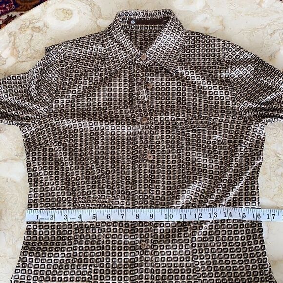 Mandarin & Mint Silk Geometric Pattern Dress Shirt - Picture 12 of 13